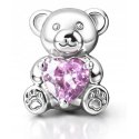 Charms srebrny miś z sercem zawieszka beads na Walentynki