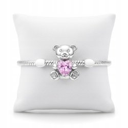 Charms srebrny miś z sercem zawieszka beads na Walentynki