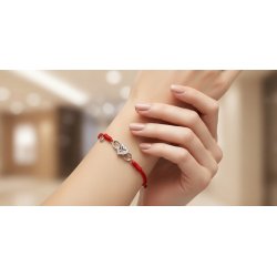 Srebrna bransoletka damska sznurkowa regulowana serce srebro 925 Walentynki