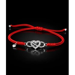Srebrna bransoletka damska sznurkowa regulowana serce srebro 925 Walentynki
