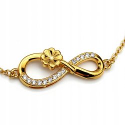 Bransoletka damska srebro pozłacane znak nieskończoności próba 925