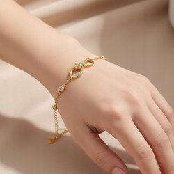 Bransoletka damska srebro pozłacane znak nieskończoności próba 925