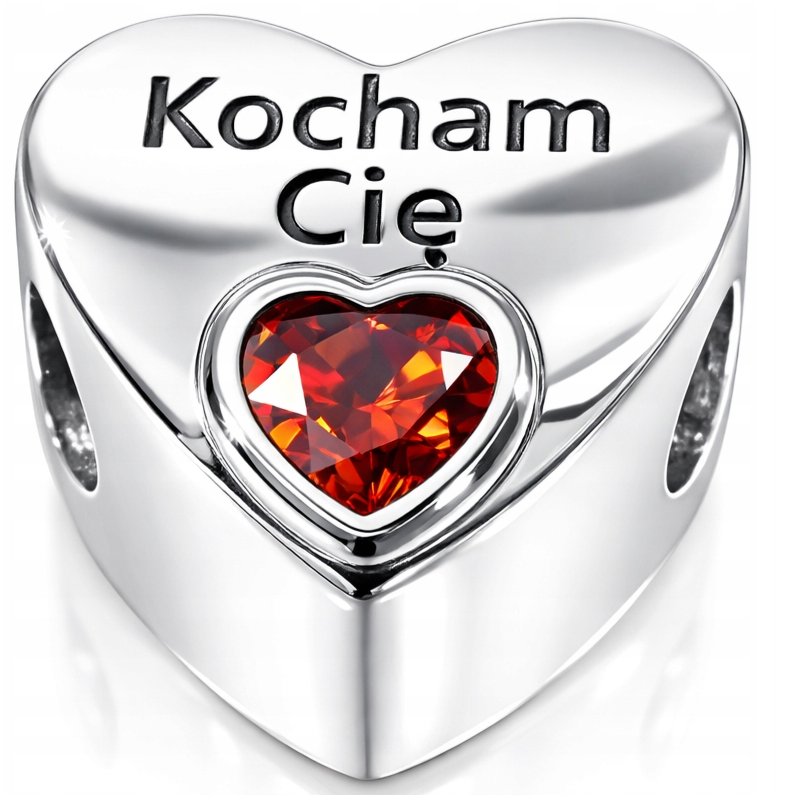 Charms zawieszka serce srebrny kocham cię beads prezent dla ukochanej