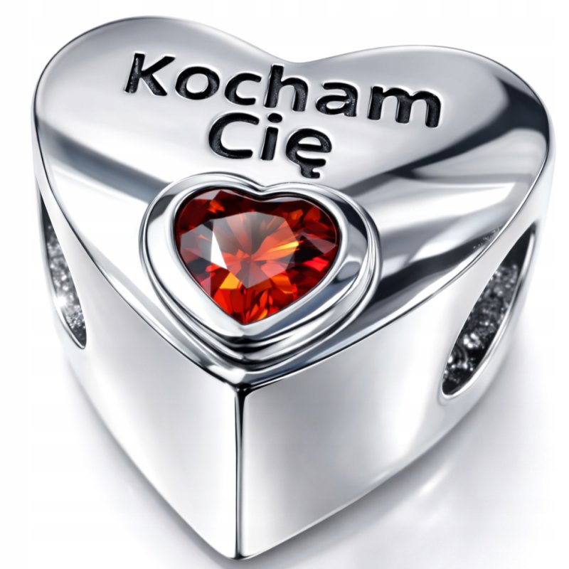 Charms zawieszka serce srebrny kocham cię beads prezent dla ukochanej