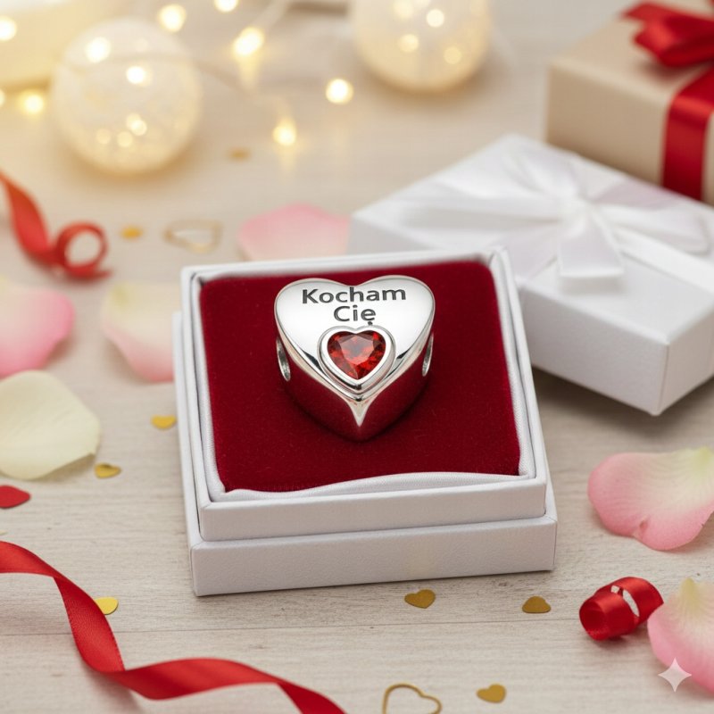 Charms zawieszka serce srebrny kocham cię beads prezent dla ukochanej