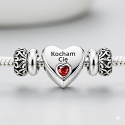 Charms zawieszka serce srebrny kocham cię beads prezent dla ukochanej