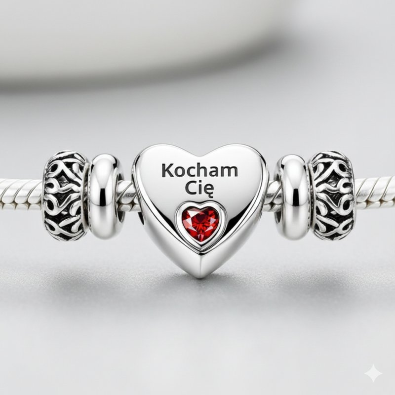 Charms zawieszka serce srebrny kocham cię beads prezent dla ukochanej