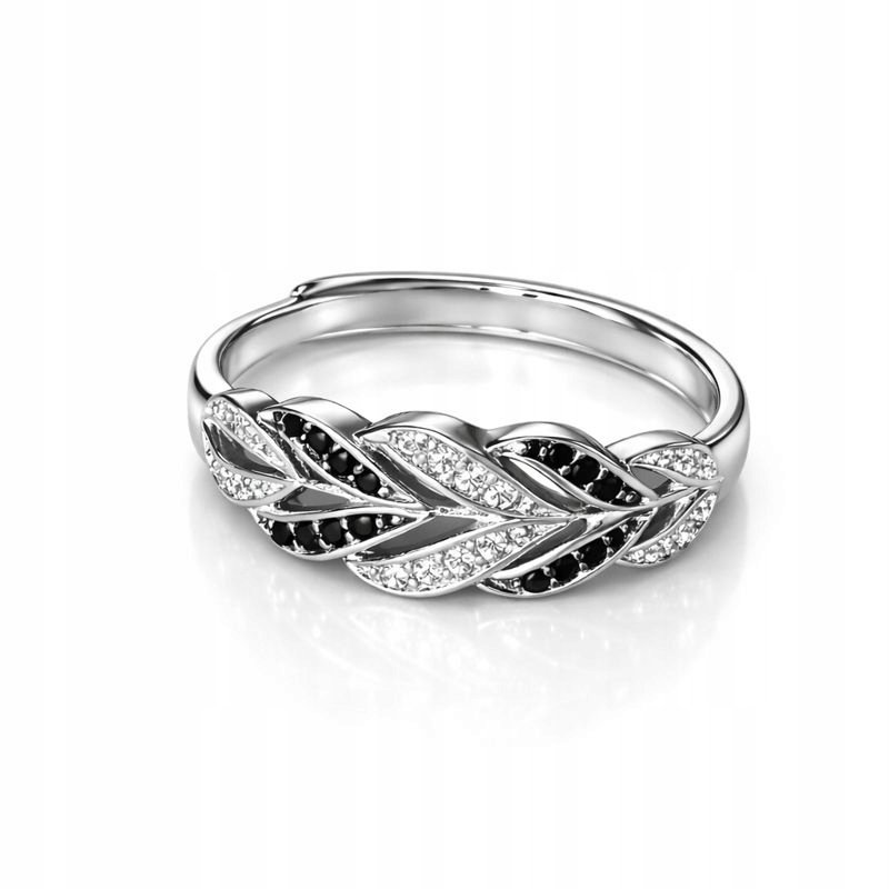 Pierścionek srebrny listek regulowany damski srebro próba 925