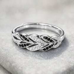 Pierścionek srebrny listek regulowany damski srebro próba 925