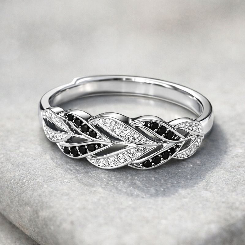 Pierścionek srebrny listek regulowany damski srebro próba 925