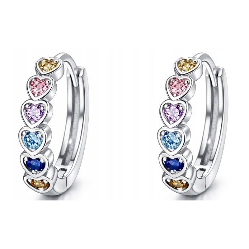 Srebrne kolczyki serca kółka srebro próba 925 Walentynki