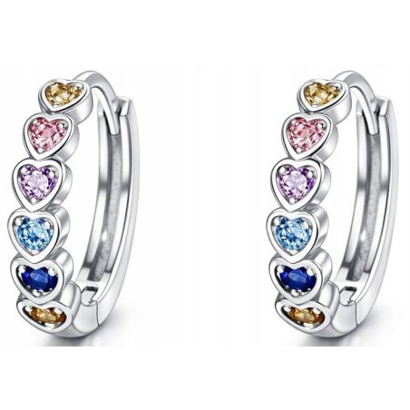 Srebrne kolczyki serca kółka srebro próba 925 Walentynki