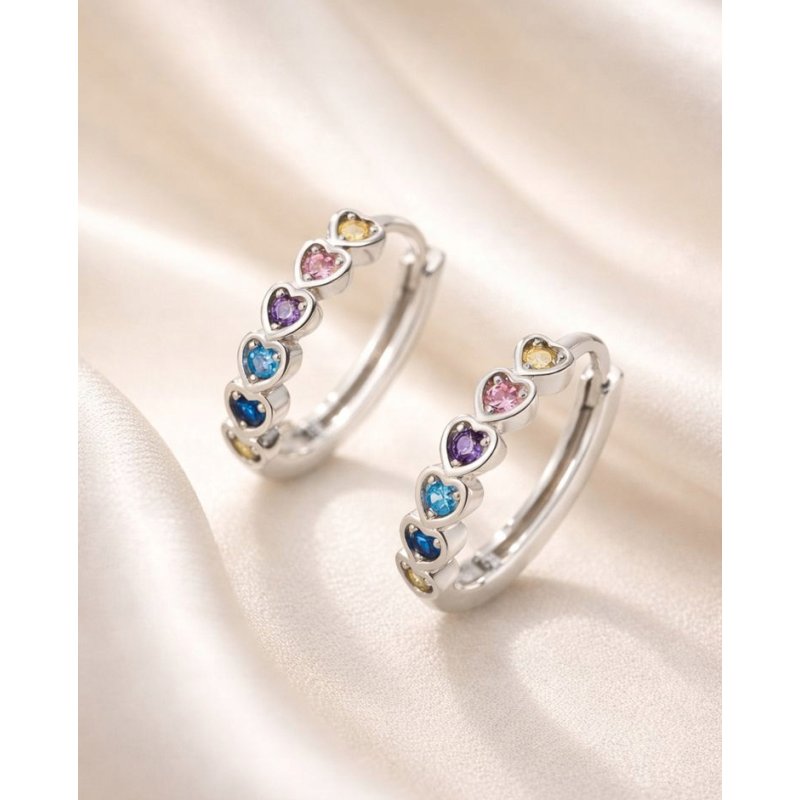 Srebrne kolczyki serca kółka srebro próba 925 Walentynki