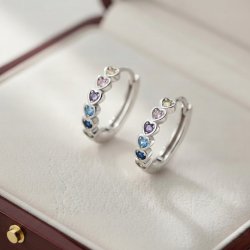 Srebrne kolczyki serca kółka srebro próba 925 Walentynki