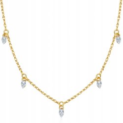 Naszyjnik srebrny pozłacany kryształki celebrytka srebro próba 925