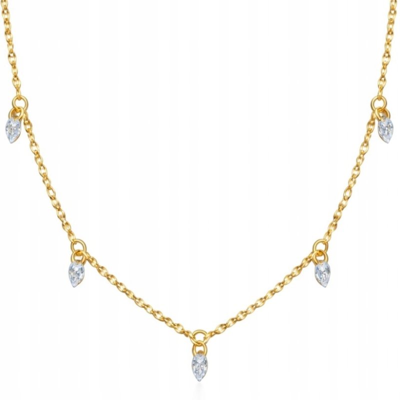 Naszyjnik srebrny pozłacany kryształki celebrytka srebro próba 925