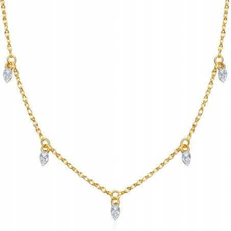 Naszyjnik srebrny pozłacany kryształki celebrytka srebro próba 925