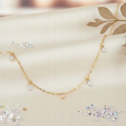 Naszyjnik srebrny pozłacany kryształki celebrytka srebro próba 925