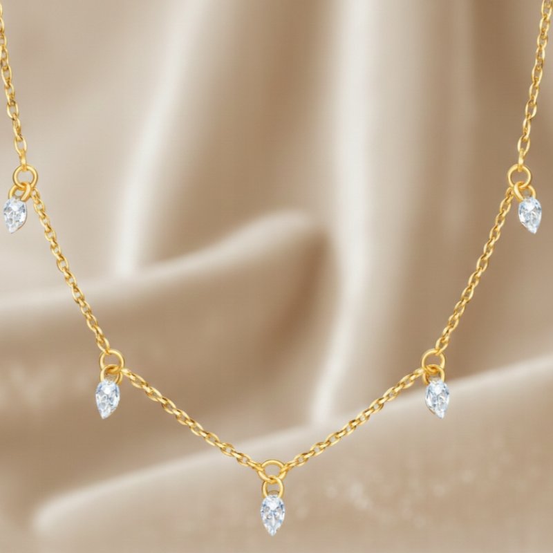 Naszyjnik srebrny pozłacany kryształki celebrytka srebro próba 925