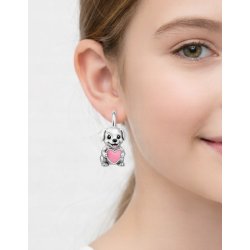 Srebrne kolczyki dla dziewczynki pieski serce srebro 925 angielskie