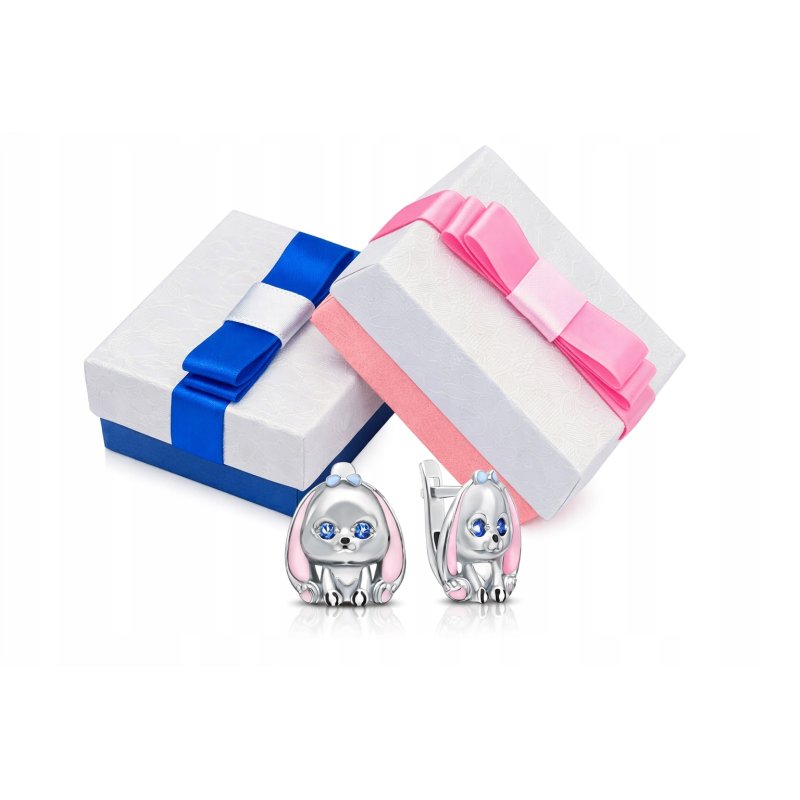 Srebrne kolczyki dla dziewczynki króliczki srebro 925 angielskie