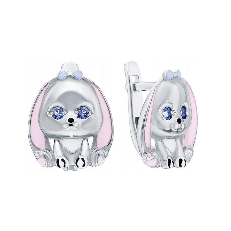 Srebrne kolczyki dla dziewczynki króliczki srebro 925 angielskie