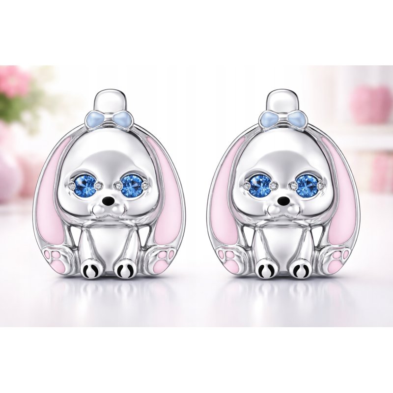Srebrne kolczyki dla dziewczynki króliczki srebro 925 angielskie