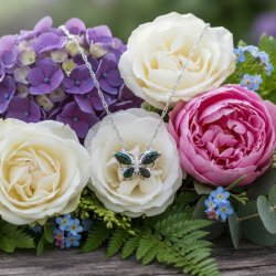 Srebrny naszyjnik zawieszka motyl motylek topaz srebro próba 925