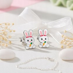 Srebrne damskie kolczyki króliczki wkrętki szyfty srebro próba 925