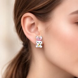 Srebrne damskie kolczyki króliczki wkrętki szyfty srebro próba 925
