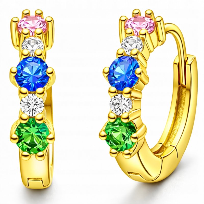 Srebrne pozłacane kolczyki kółka kółeczka cyrkonie angielskie srebro 925