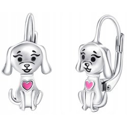 Srebrne kolczyki pies piesek wiszące dla dziewczynki srebro próba 925