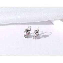 Srebrne kolczyki pies piesek wiszące dla dziewczynki srebro próba 925
