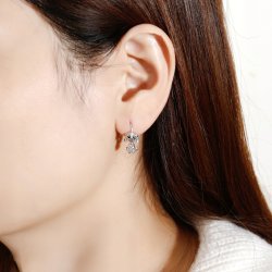 Srebrne kolczyki pies piesek wiszące dla dziewczynki srebro próba 925