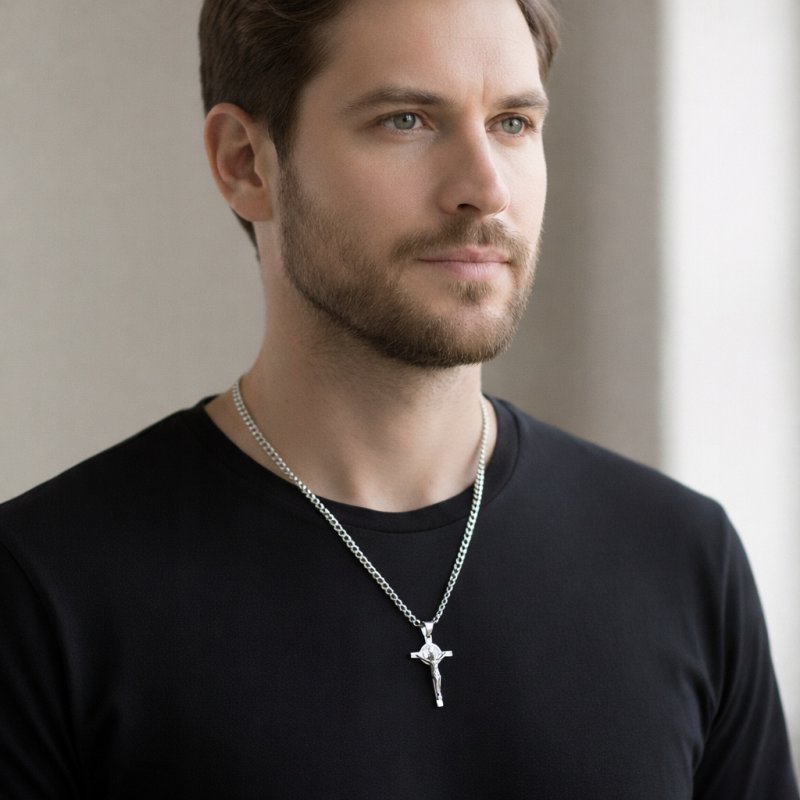 Srebrny męski mały krzyż wisiorek zawieszka krzyżyk srebro próba 925