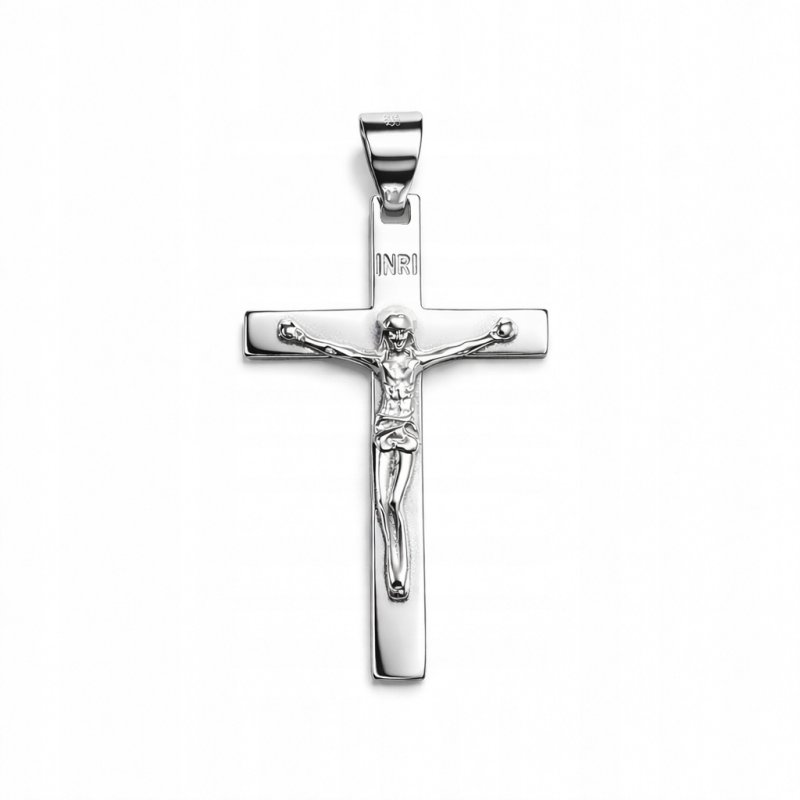 Srebrny męski duży krzyż wisiorek zawieszka krzyżyk srebro próba 925