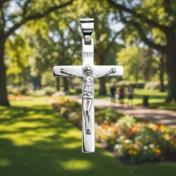 Srebrny męski duży krzyż wisiorek zawieszka krzyżyk srebro próba 925