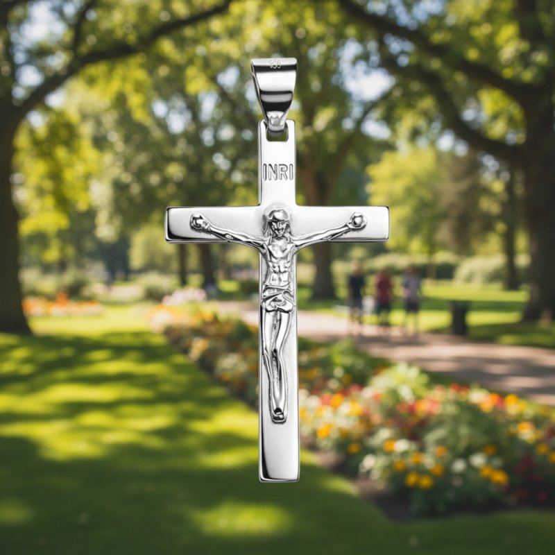 Srebrny męski duży krzyż wisiorek zawieszka krzyżyk srebro próba 925