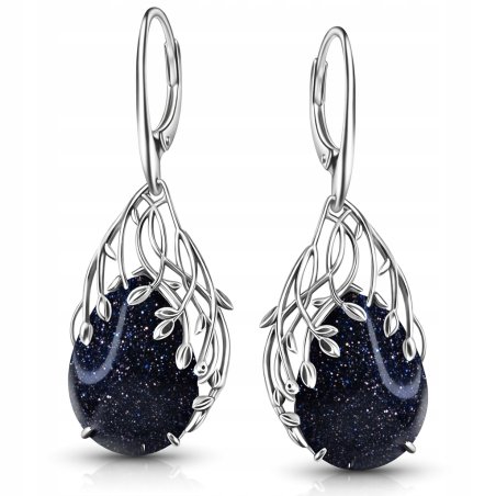 Damskie srebrne kolczyki Noc Kairu wiszące angielskie srebro próba 925