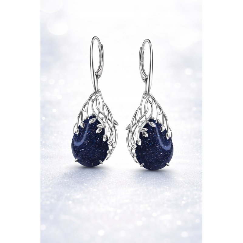 Damskie srebrne kolczyki Noc Kairu wiszące angielskie srebro próba 925