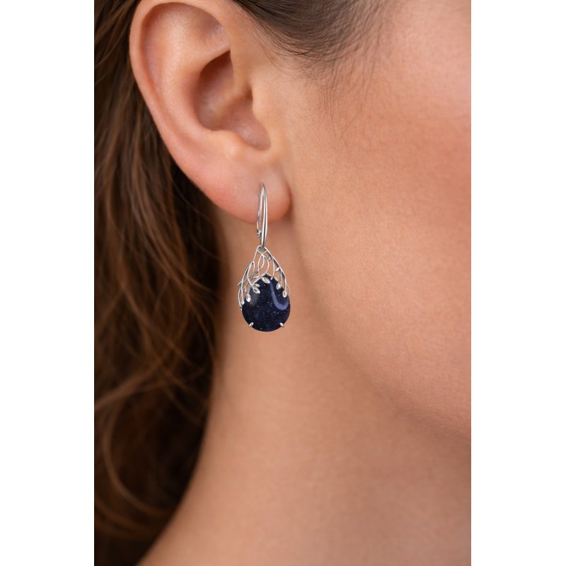 Damskie srebrne kolczyki Noc Kairu wiszące angielskie srebro próba 925