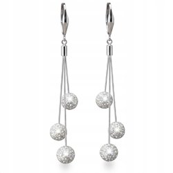 Damskie srebrne kolczyki wiszące angielskie z cyrkoniami błyszczą próba 925