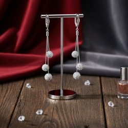 Damskie srebrne kolczyki wiszące angielskie z cyrkoniami błyszczą próba 925