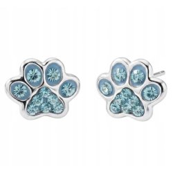 Srebrne kolczyki łapki sztyfty niebieskie dla dziewczynki srebro 925