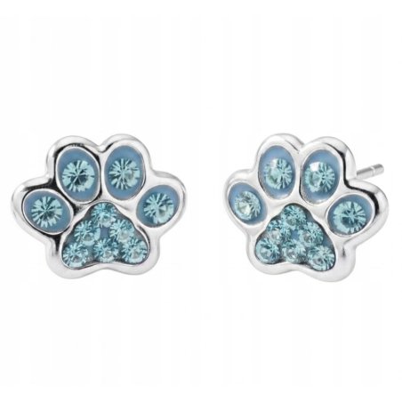 Srebrne kolczyki łapki sztyfty niebieskie dla dziewczynki srebro 925