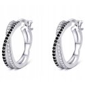 Kolczyki srebrne 925 koła kółka damskie cyrkonie czarne białe oryginalne
