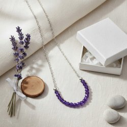 Srebrny naszyjnik damski z ametystami srebro 925 dziewczęcy