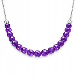 Srebrny naszyjnik damski z ametystami srebro 925 dziewczęcy