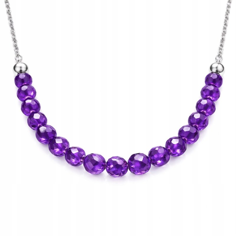 Srebrny naszyjnik damski z ametystami srebro 925 dziewczęcy