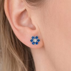 Srebrne kolczyki kwiatki sztyfty cyrkonie dla dziewczynki srebro 925